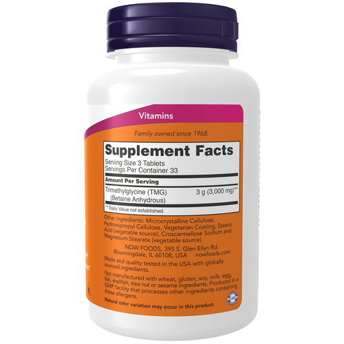NOW Foods TMG Betaine 1,000 mg 100 Tablets