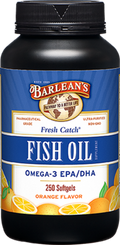 Barlean's Fresh Catch Fish Oil Orange Flavor 250 Softgels bottle