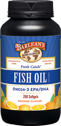 Barlean's Fresh Catch Fish Oil Orange Flavor 250 Softgels bottle