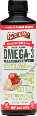 Barlean's Omega-3 Vegan Strawberry Banana Smoothie 16 oz bottle