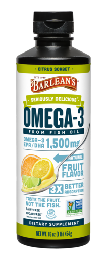 Barlean's Seriously Delicious High Potency Omega-3 Citrus Sorbet 16 oz bottle