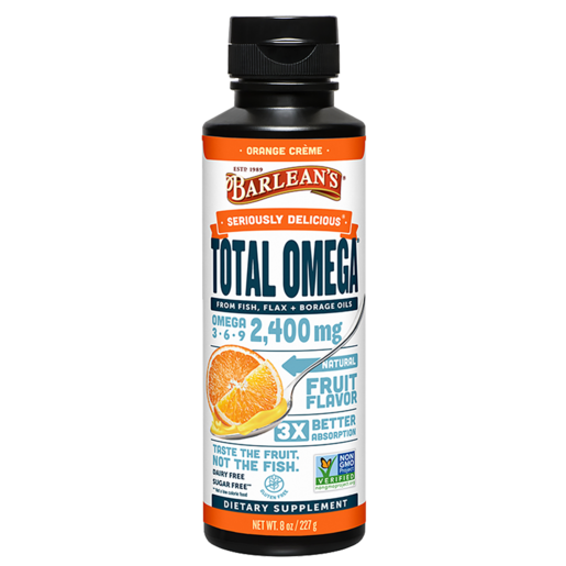 Barlean's Seriously Delicious Total Omega Orange Creme 8 oz bottle