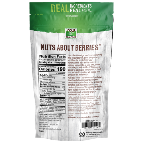 NOW Foods Nuts About Berries 8 oz | Nut & Berry Trail Mix Snack