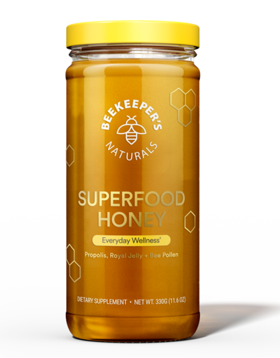 BeeKeeper's Naturals Superfood Honey 330 g product packaging