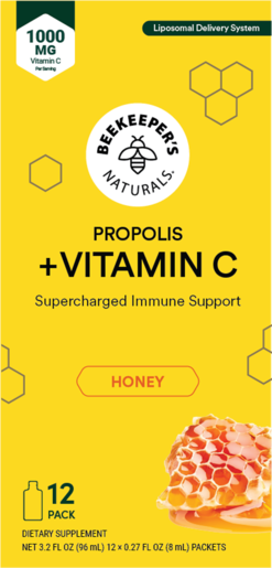 BeeKeeper's Naturals Liposomal Propolis + Vitamin C 12 Packets product packaging