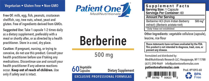 Patient One Berberine 500 mg 60 VCaps