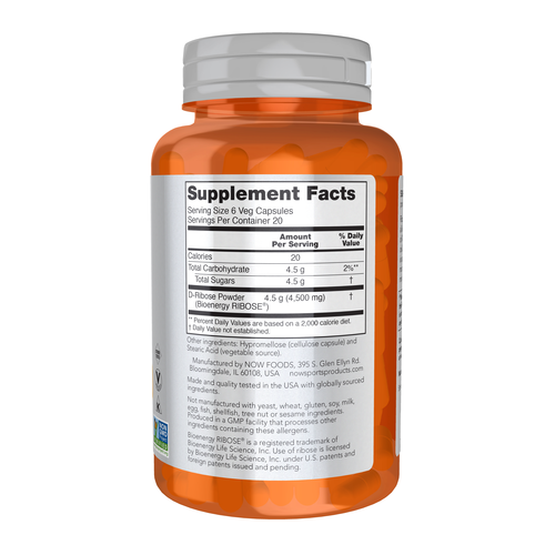 NOW Sports D-Ribose 750 mg 120 Vegcaps