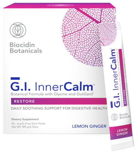 Biocidin G.I. InnerCalm Lemon Ginger 30 Stick Packs — product packaging