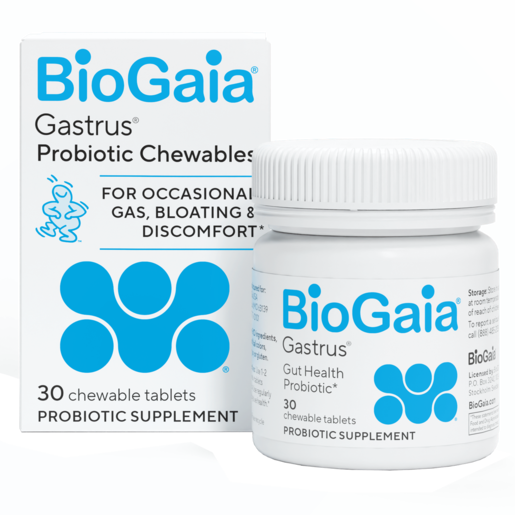 BioGaia Gastrus 30 Chewable Tablets packaging