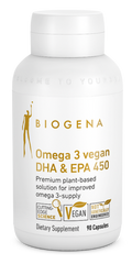 Biogena Omega 3 Vegan DHA & EPA 450 GOLD 90 Capsules — bottle packaging