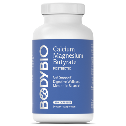 BodyBio Calcium / Magnesium Butyrate 250 Capsules — bottle packaging