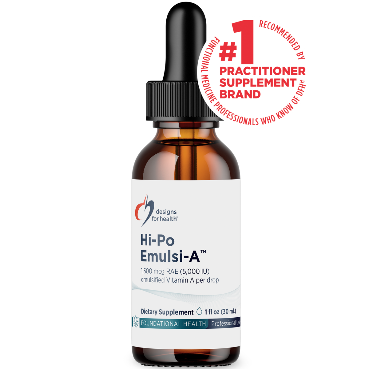 Designs for Health Hi-Po Emulsi-A 1 fl oz (30 mL) liquid front label