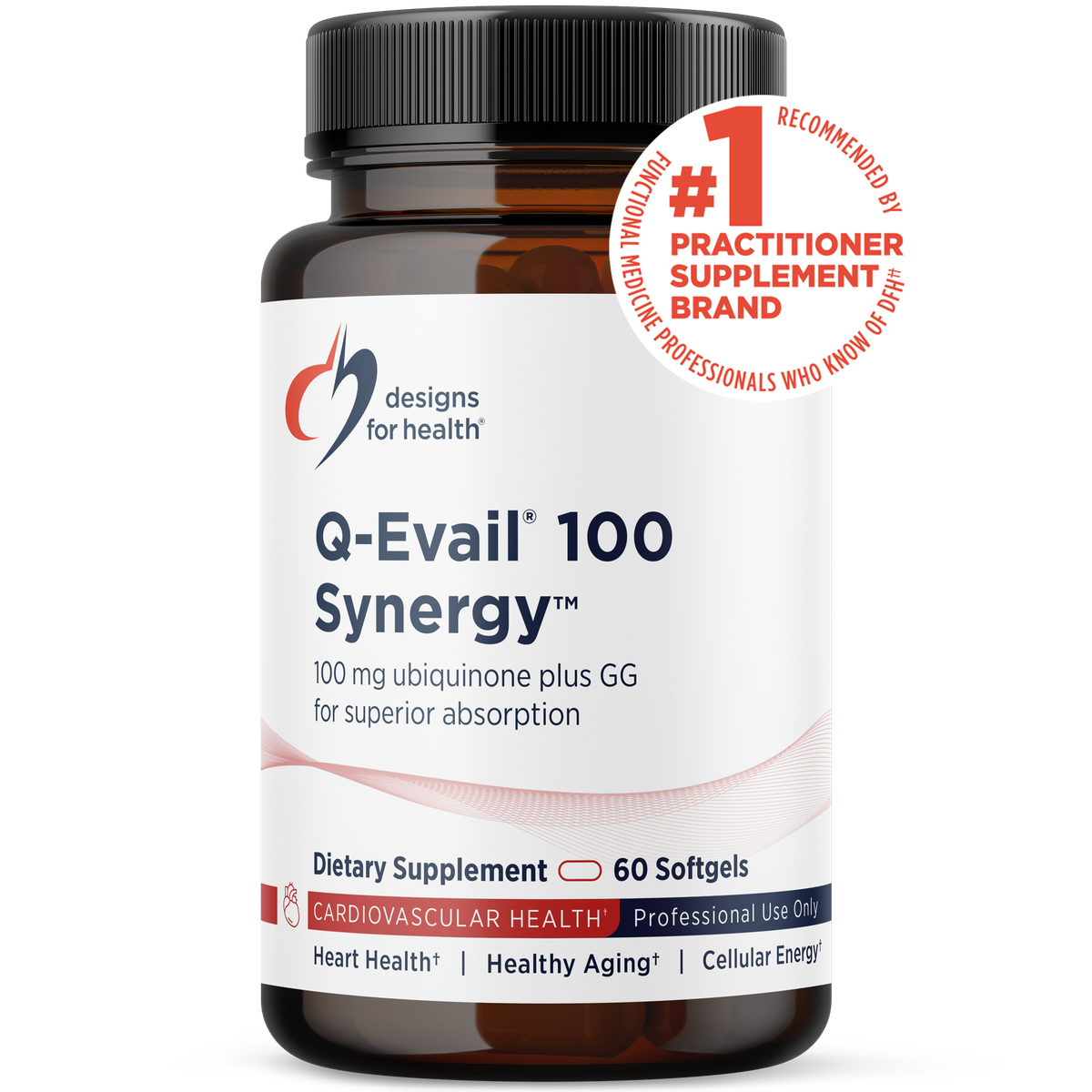 Designs for Health Q-Evail 100 Synergy 60 softgels front label