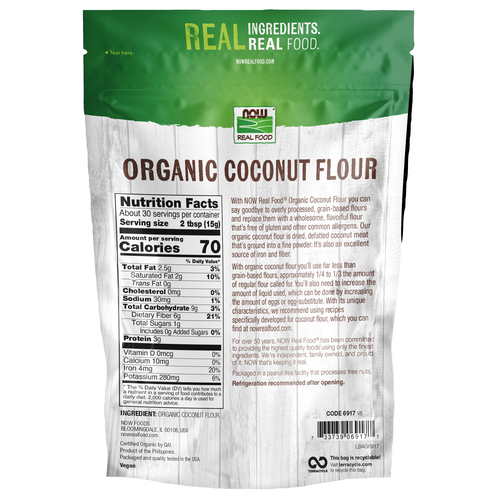 NOW Foods Organic Coconut Flour 16 oz