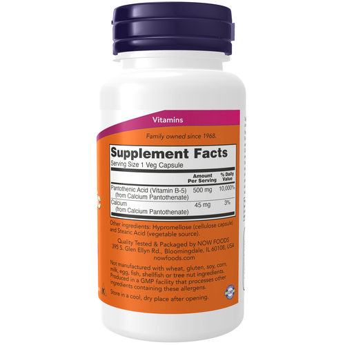 NOW Foods Pantothenic Acid 500 mg 100 Veg Capsules