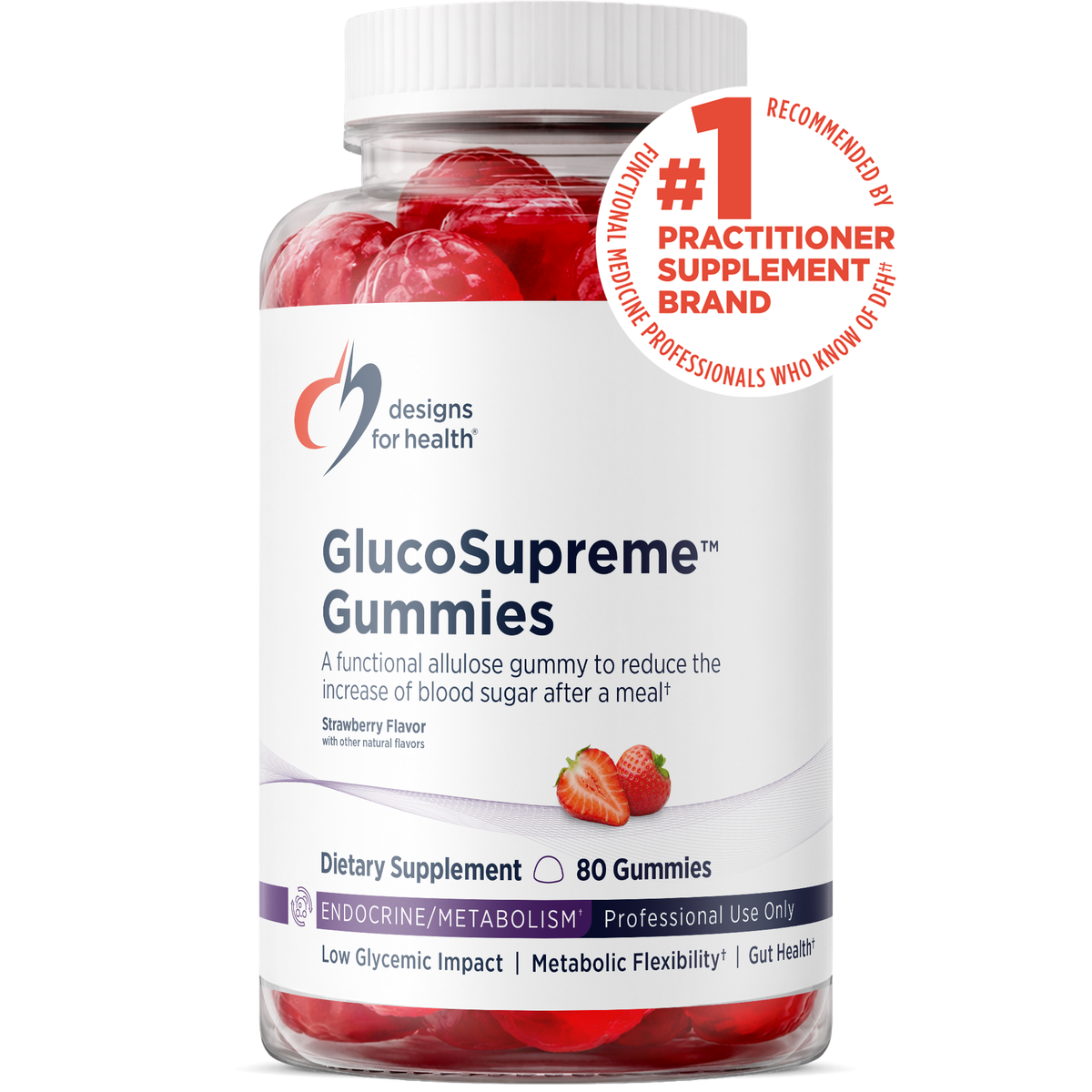 Designs for Health GlucoSupreme Gummies 80 gummies front label