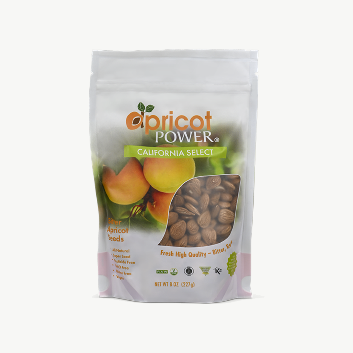 California Bitter Raw Apricot Seeds 8 oz official uniform front image