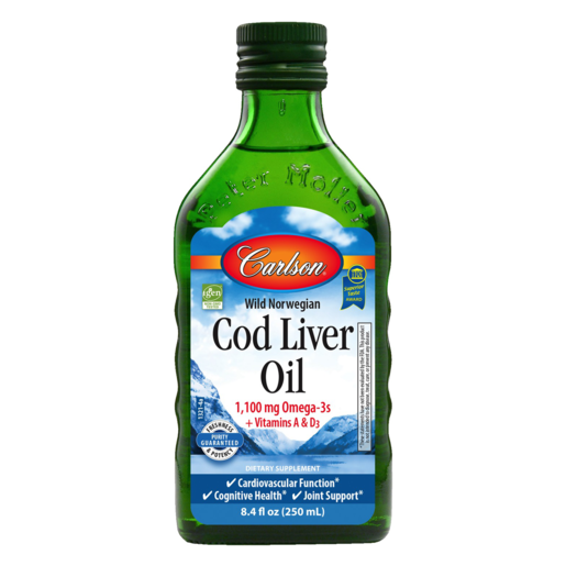 Carlson Labs Cod Liver Oil Natural Flavor 8.4 fl oz — product packaging