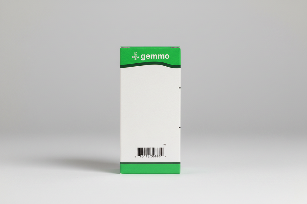 Box with 'Gemma' branding and a barcode on a white background