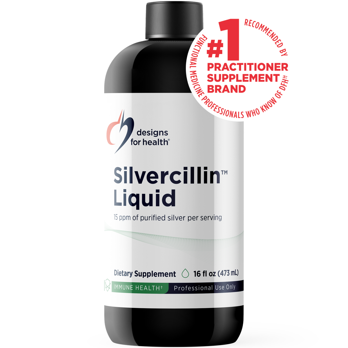 Designs for Health Silvercillin Liquid 16 fl oz (473 mL) liquid front label