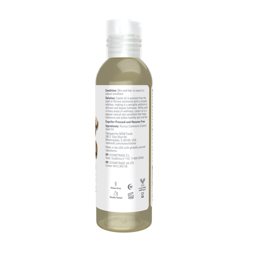 NOW Solutions Castor Oil 4 oz | Hair & Skin Carrier Oil