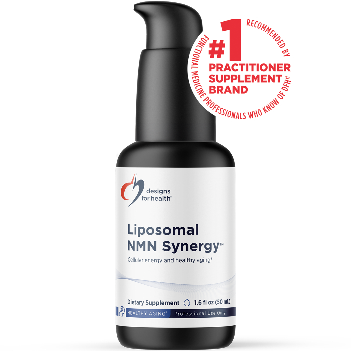 Designs for Health Liposomal NMN Synergy 1.7 fl oz (50 ml) liquid front label