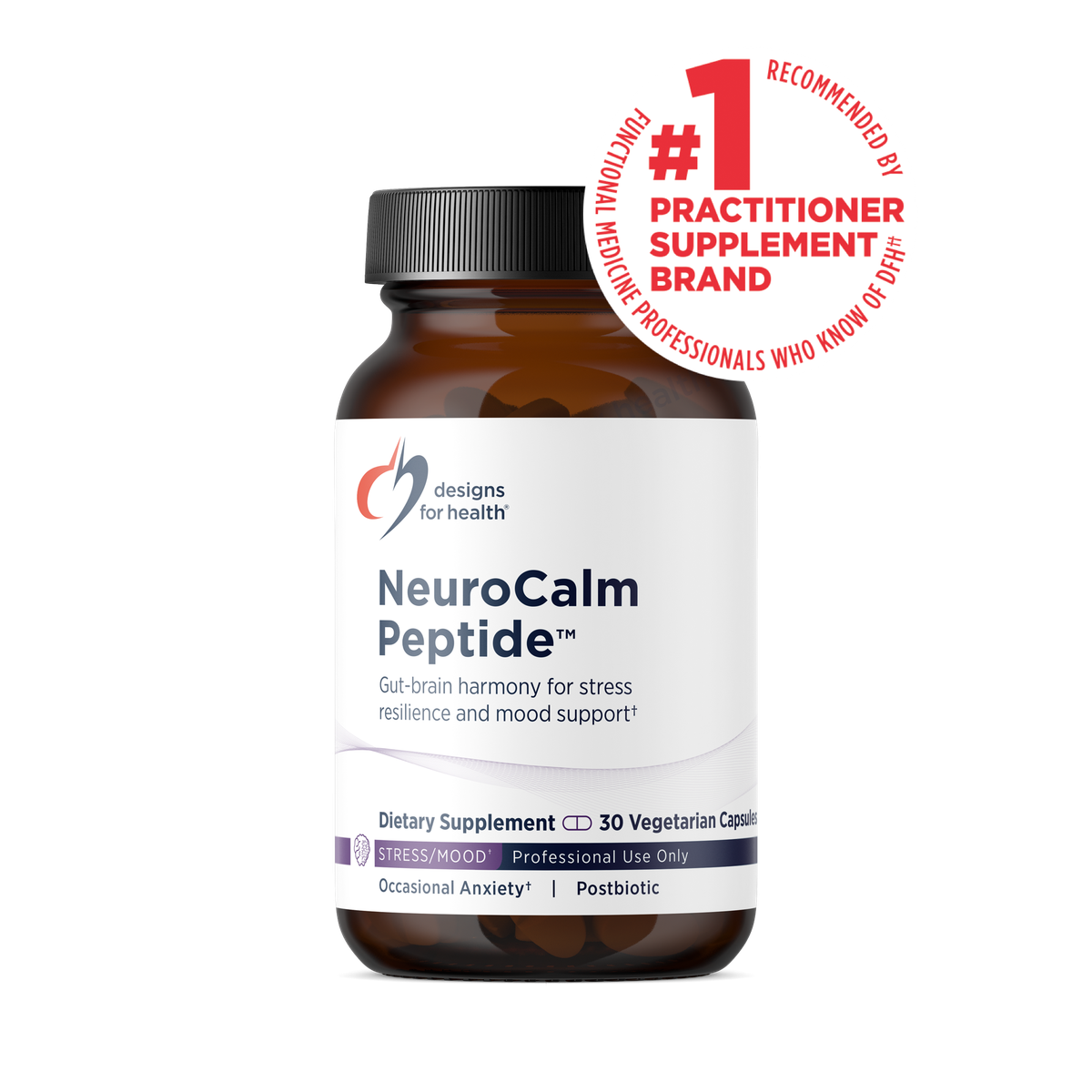 Designs for Health NeuroCalm Peptide 30 vegetarian capsules front label