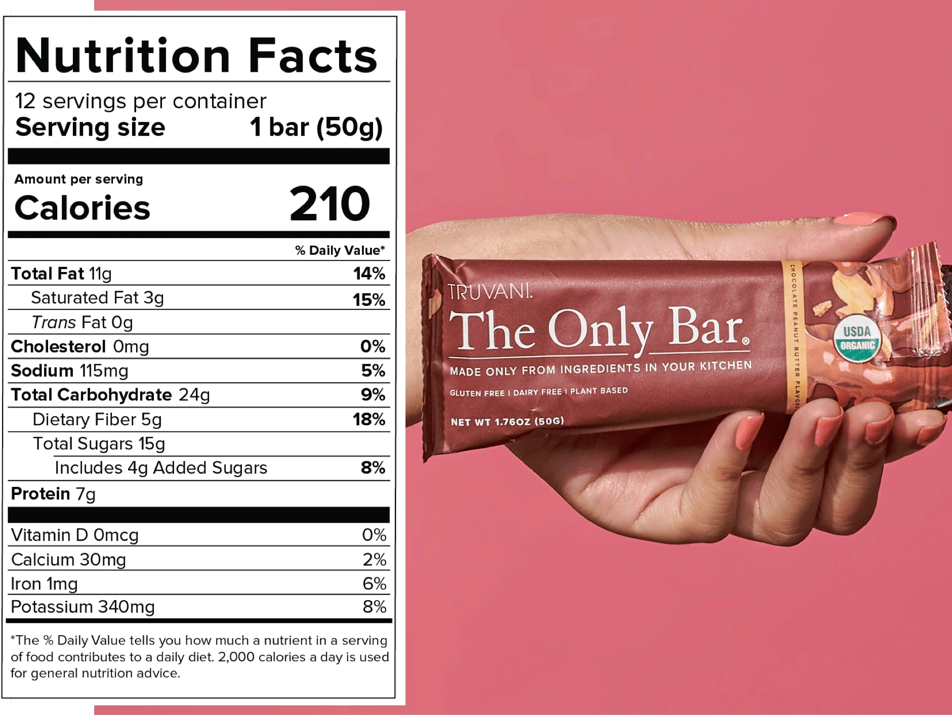 Truvani Chocolate Peanut Butter The Only Bar Single Serving Bar