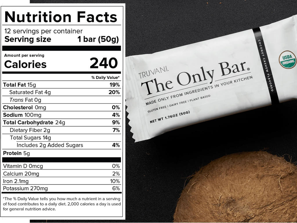 Truvani Coconut Cashew The Only Bar Single Serving Bar