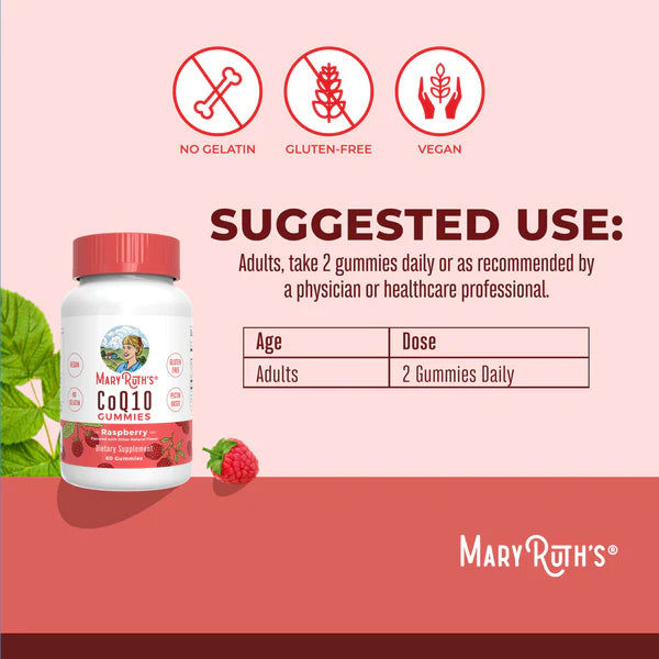 MaryRuthâ€™s CoQ10 Gummies Raspberry 60 Count