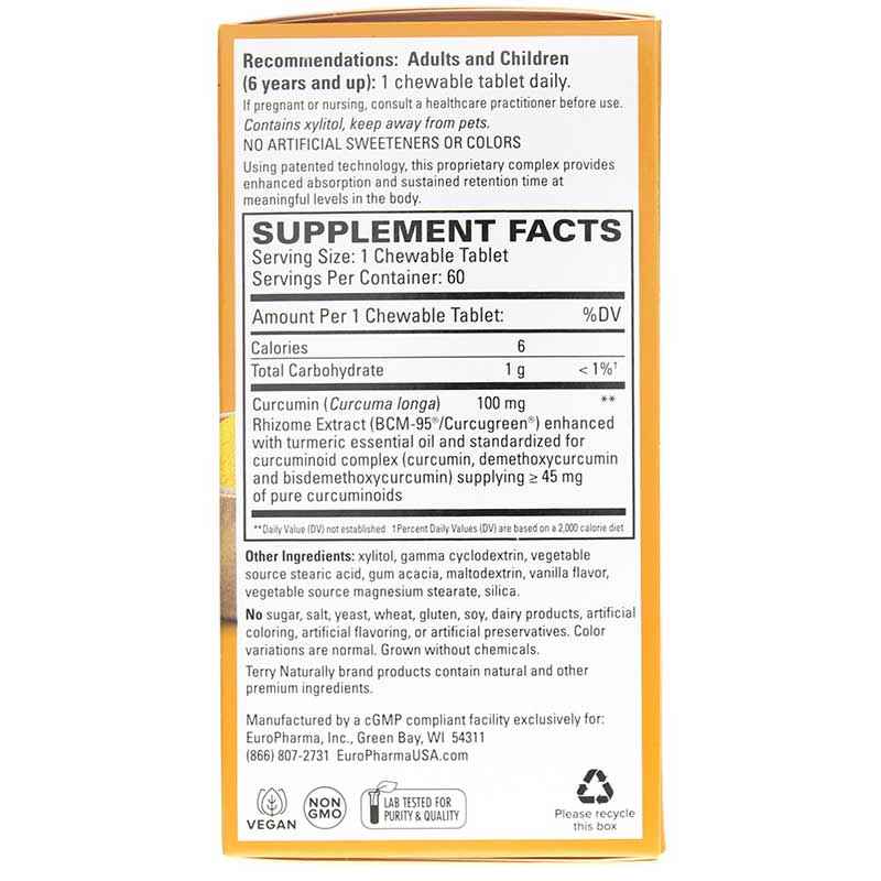 Terry Naturally CuraMed Chewable 100 mg 60 Tablets