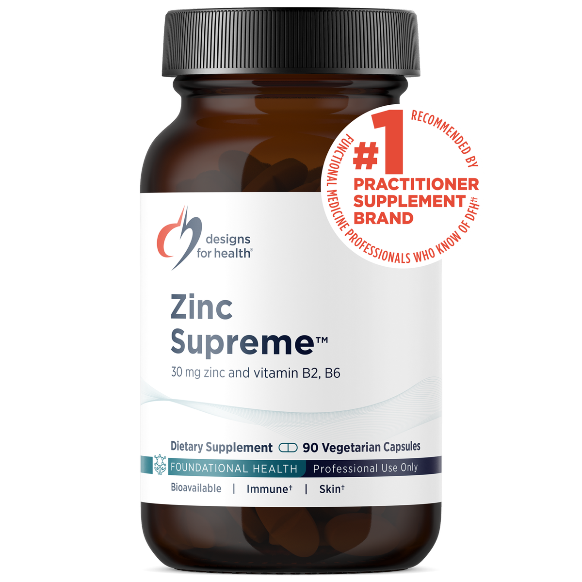 Designs for Health Zinc Supreme 90 vegetarian capsules front label