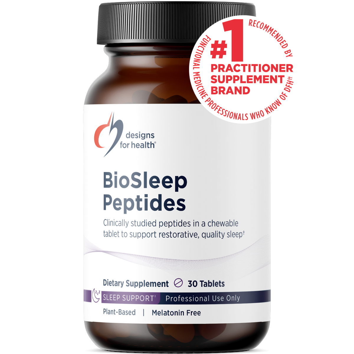 Designs for Health BioSleep Peptides 30 tablets front label