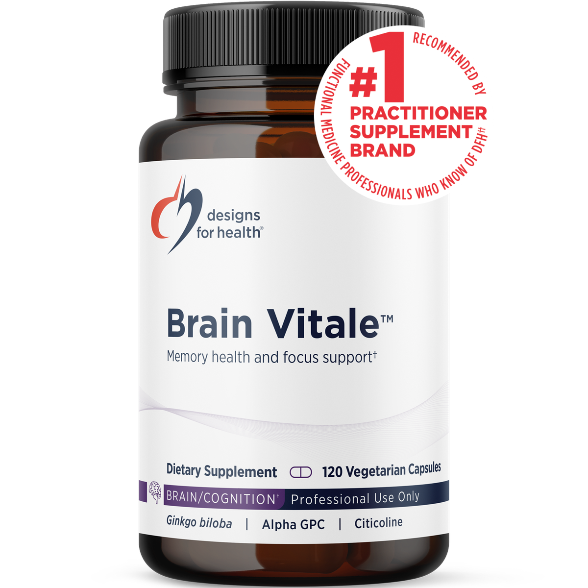 Designs for Health Brain Vitale 120 capsules front label