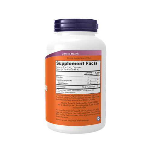 NOW Foods D-Mannose 500 mg 240 Veg Capsules