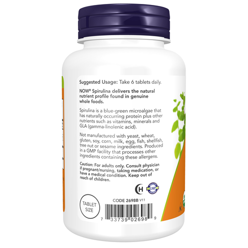 NOW Foods Spirulina Organic 500 mg 200 Tablets