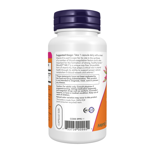 NOW MK-7 Vitamin K-2 180 Veg Capsules