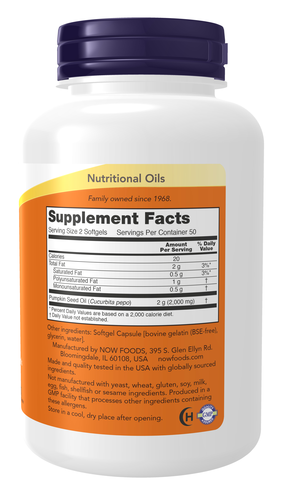 NOW Foods Pumpkin Seed Oil 1000 mg 100 Softgels