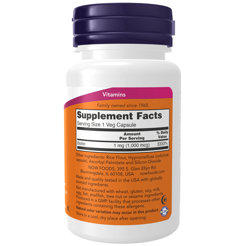 NOW Foods Biotin 1,000 mcg 100 Veg Capsules