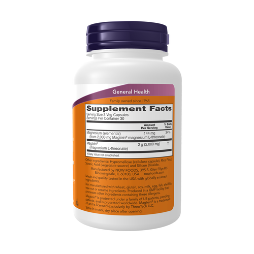 NOW Foods Magtein Magnesium L-Threonate 90 VCaps