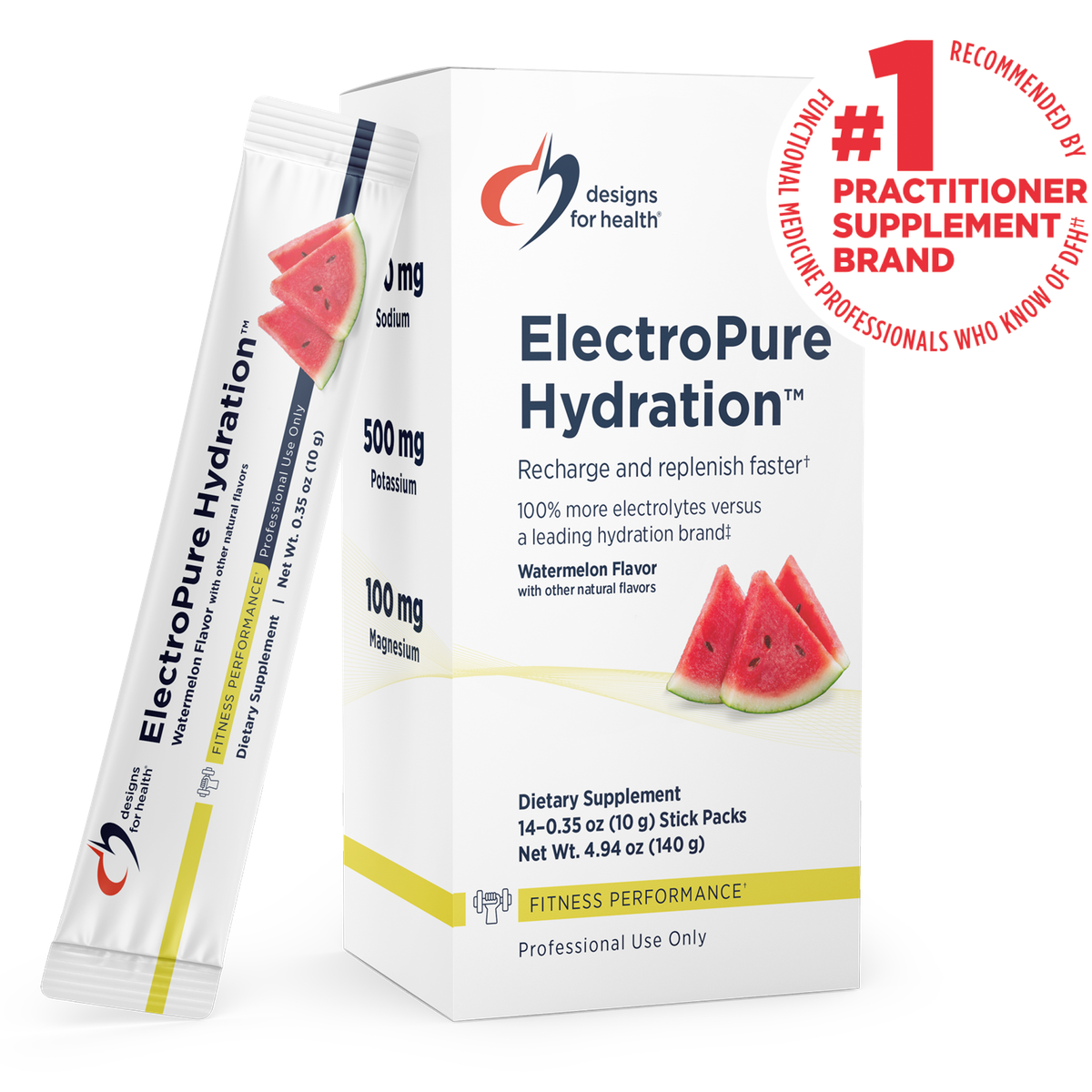 Designs for Health ElectroPure Hydration Watermelon 14 sticks front label