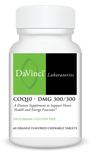 DaVinci Labs CoQ10-DMG 300/300 Orange — 60 Tablets product packaging