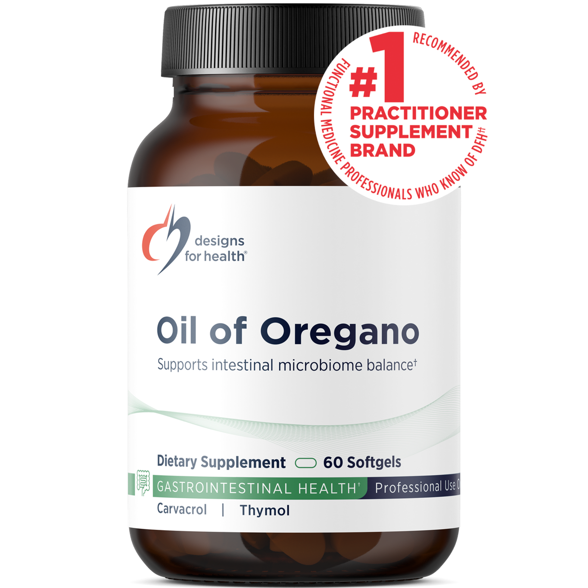 Designs for Health Oil of Oregano 60 softgels front label