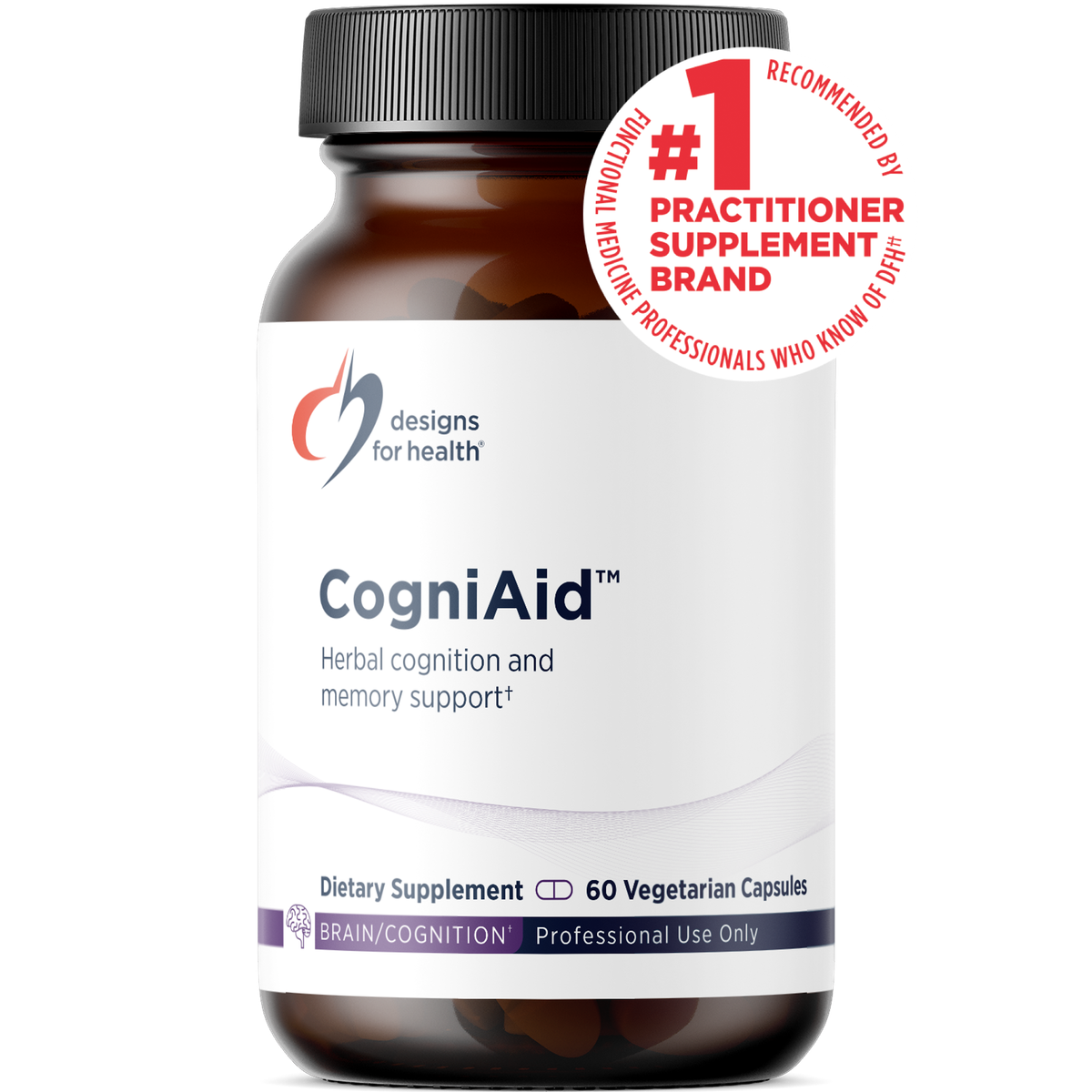 Designs for Health CogniAid 60 capsules front label