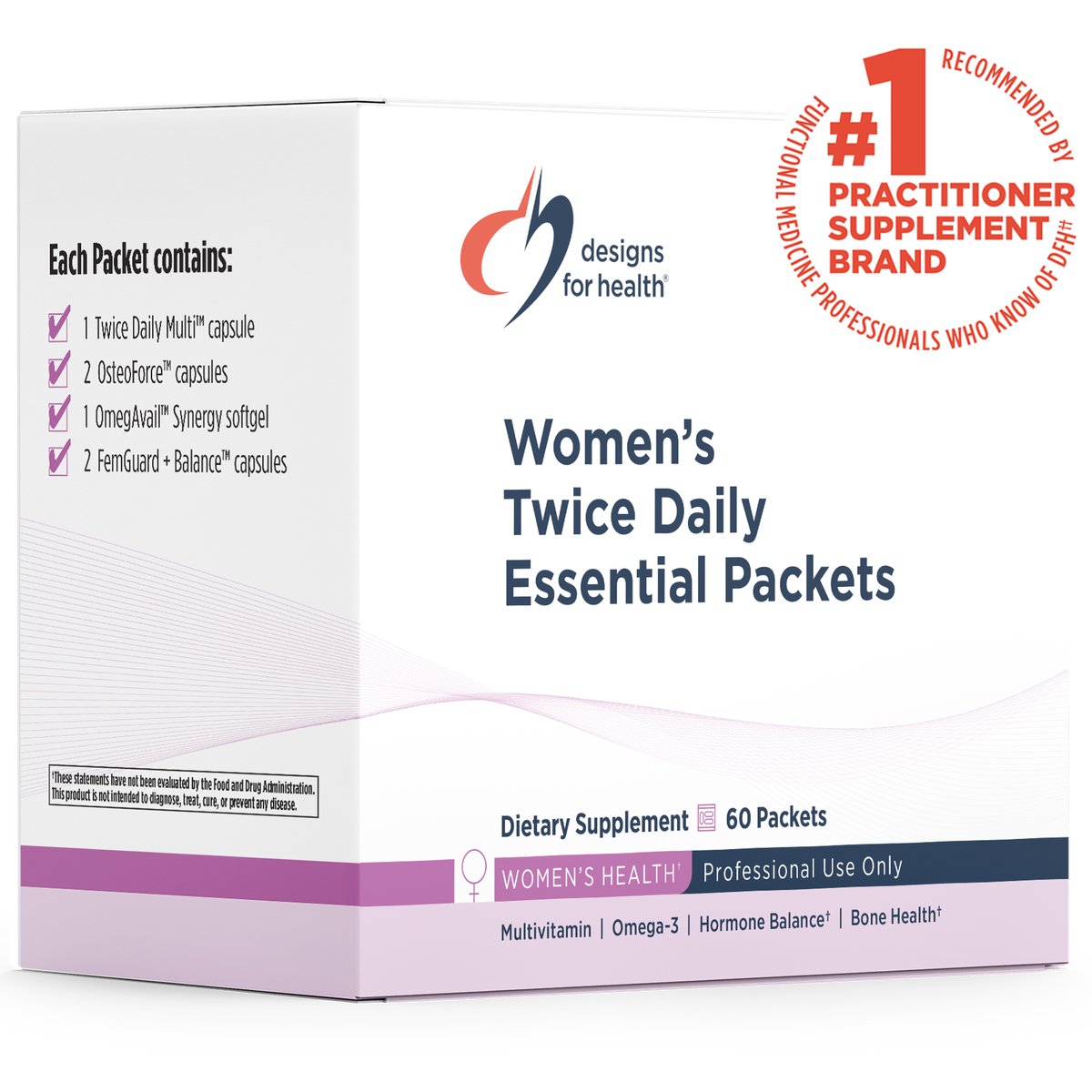 Designs for Health Women's Twice Daily Essential Packets 60 packets front label