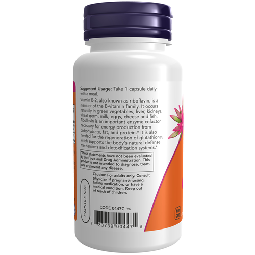 NOW Foods Vitamin B-2 100 mg 100 Veg Capsules