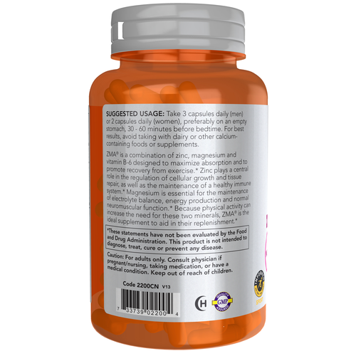NOW Sports ZMA Zinc Magnesium B-6 90 VCaps