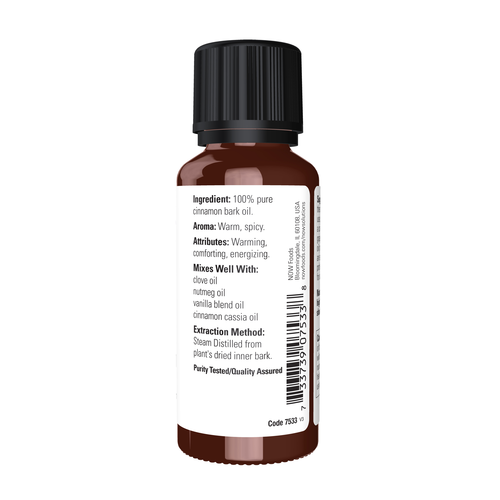 NOW Essential Oils Pure Cinnamon Bark Oil 1 oz | Spice Essential Oil