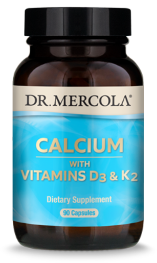 Dr. Mercola Calcium with Vitamins D3 & K2 90 Capsules packaging