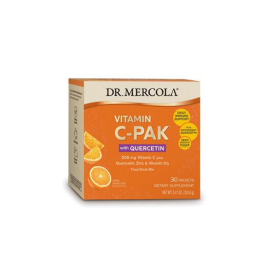 Dr. Mercola Vitamin C-PAK with Quercetin Orange Flavor 30 Servings packaging